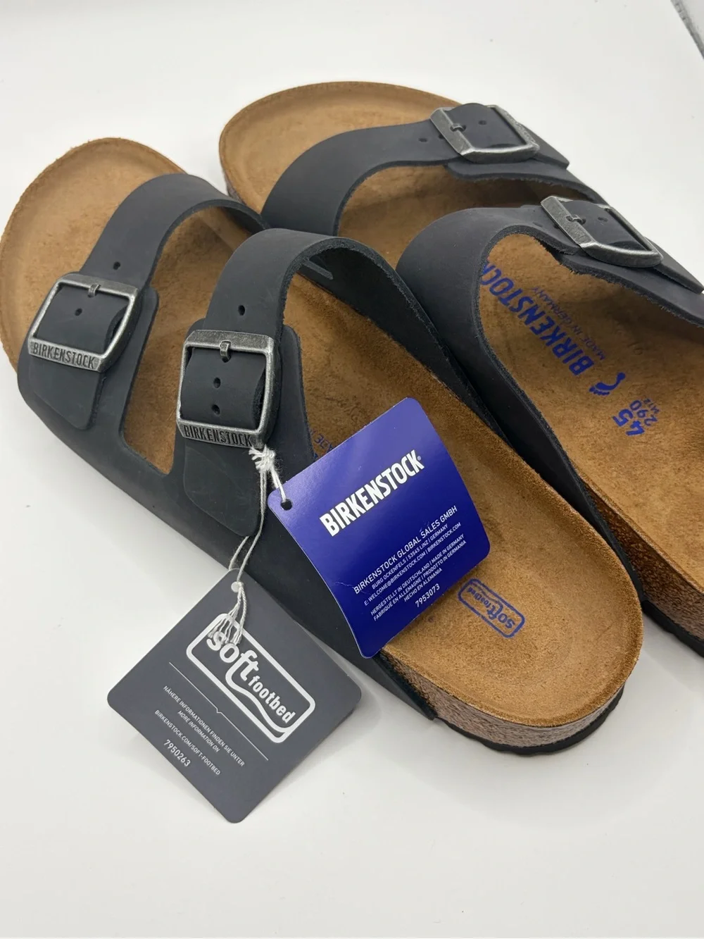 Birkenstock Arizona Black Two-Strap soft bed  Sandals in Black